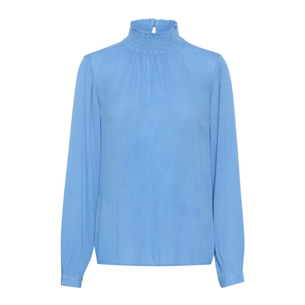 Kaffe Blue Elegant Flowing Trine Blouse - Female - Blouses - Xs - Blouses & Shirts