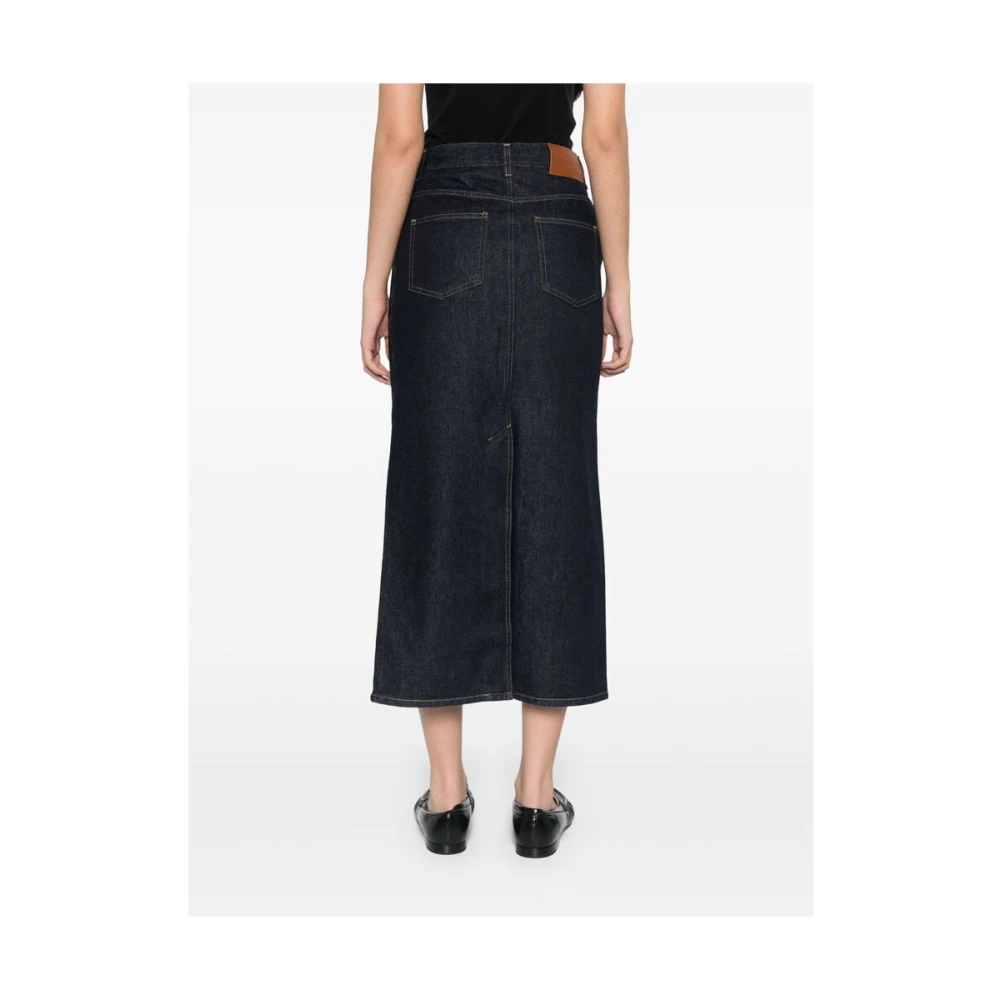 Loulou Studio Denim Rok met Contraststiksels Blue Dames