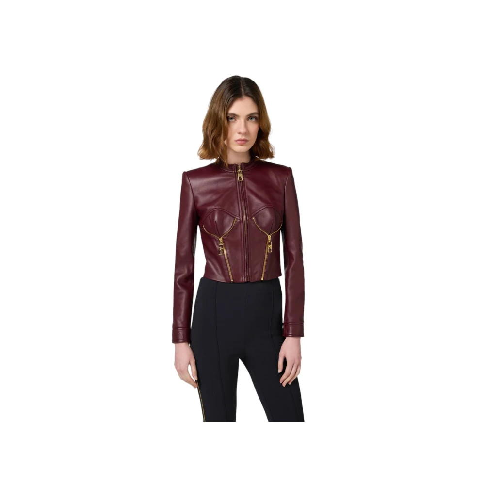 Elisabetta Franchi Leren jas Red Dames