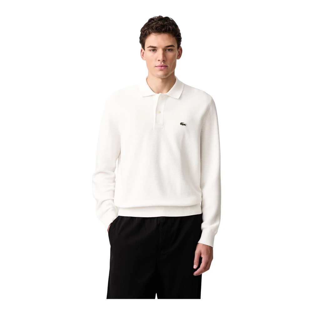 Lacoste Uomo Beige - Polo A Maniche Lunghe In Maglia - Knitwear - M