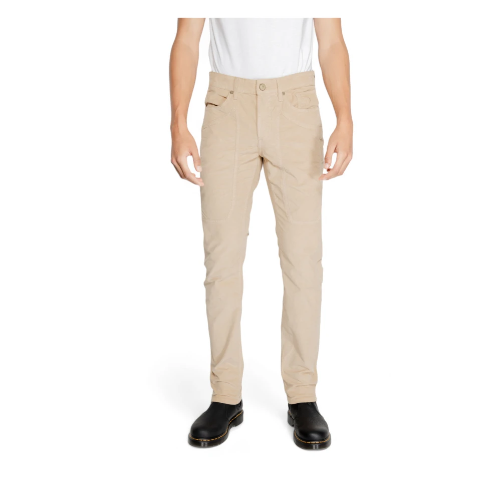 Jeckerson Beige Zip-Up Cotton Trousers Beige Heren