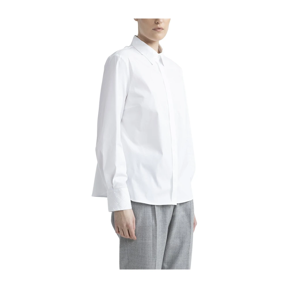 PESERICO Katoenen popeline shirt met pailletten White Dames