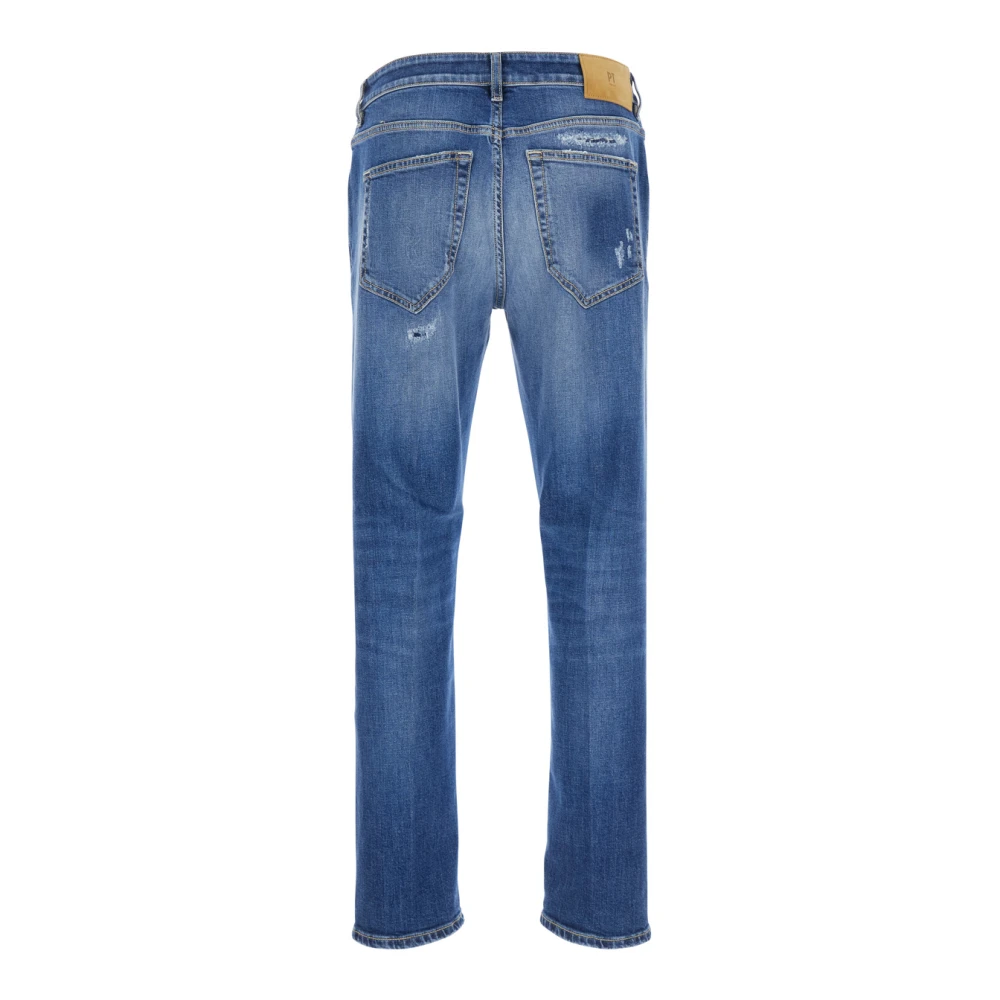 PT Torino Blauwe Denim Jeans met Rips en Logo Patch Blue Heren