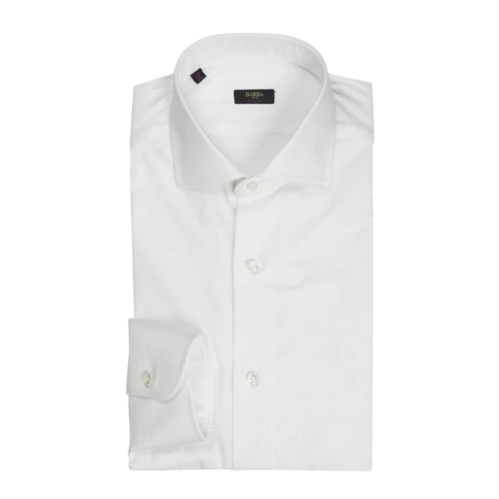 Barba Napoli Witte Stretch Katoenen Cult Shirt White Heren