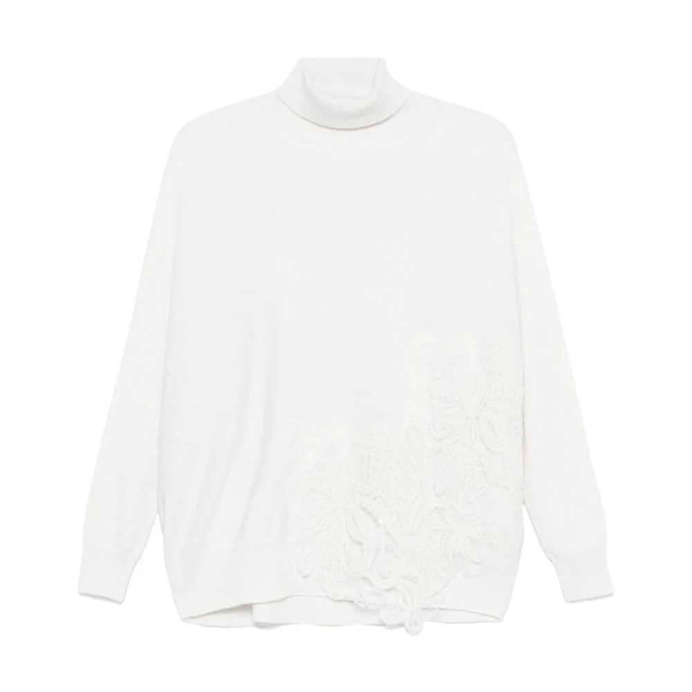 D.Exterior Witte Bloemenkant Trui White Dames