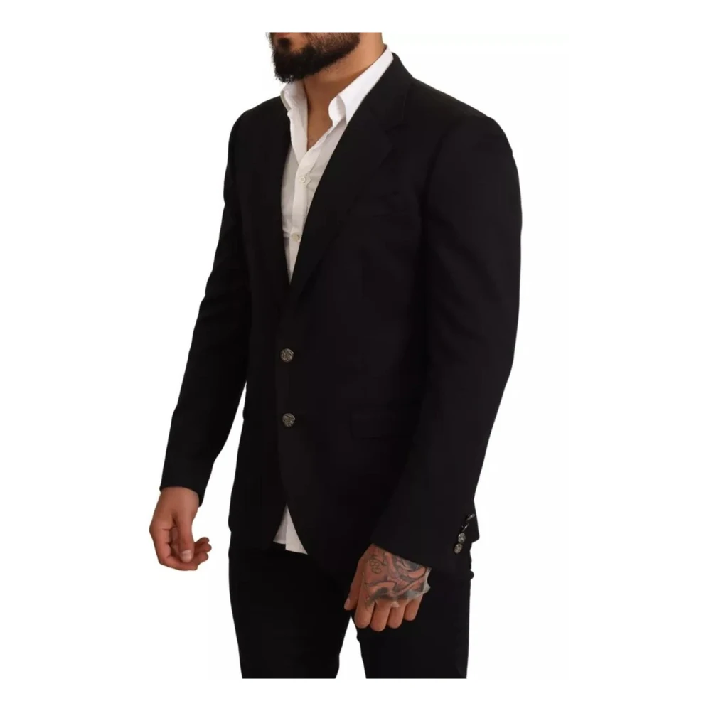 Dolce & Gabbana Zwarte Slim Fit Blazer Jas Black Heren
