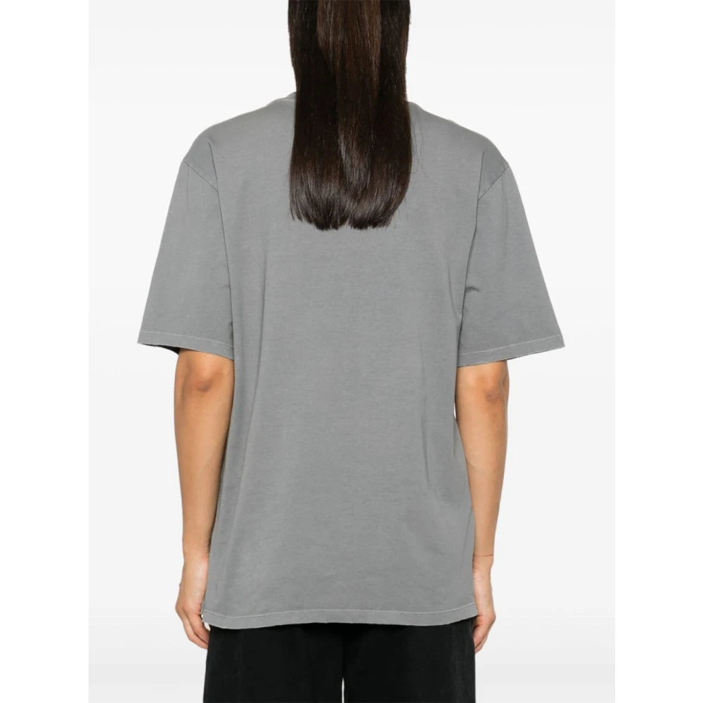 pinko Grijze Jersey Geborduurd Logo T-shirt Gray Dames