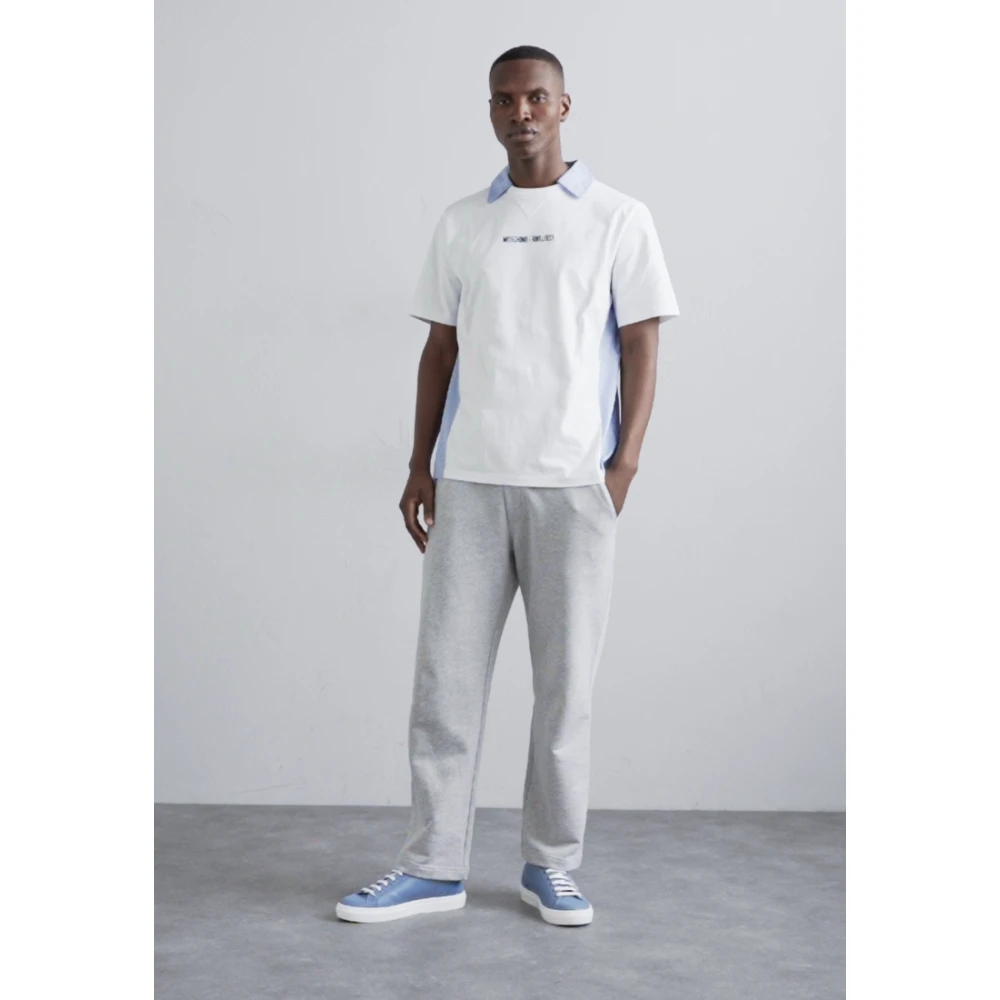 Moschino Blauw en wit katoenen T-shirt White Heren