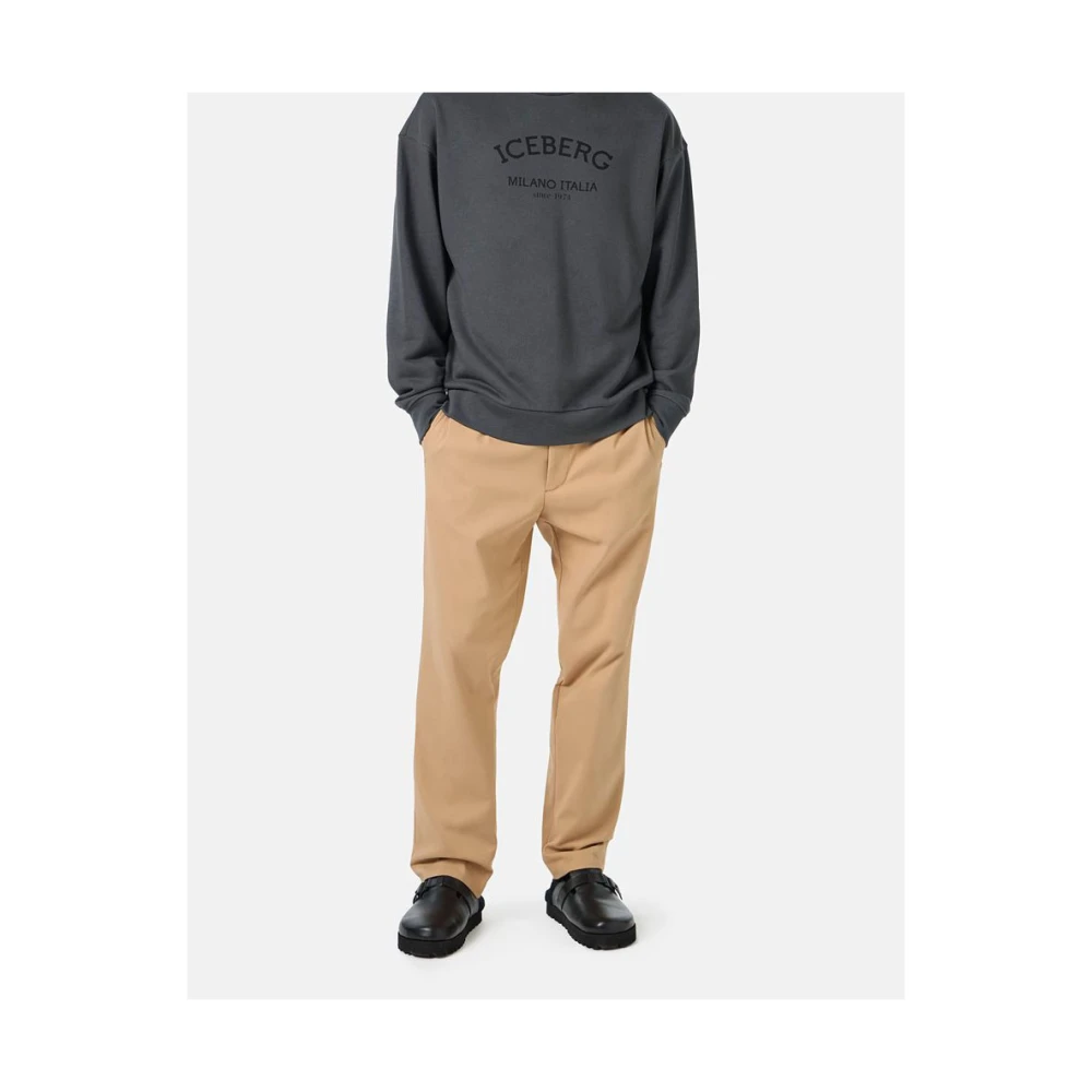 Iceberg Sweatshirt met ronde hals en logo Gray Heren