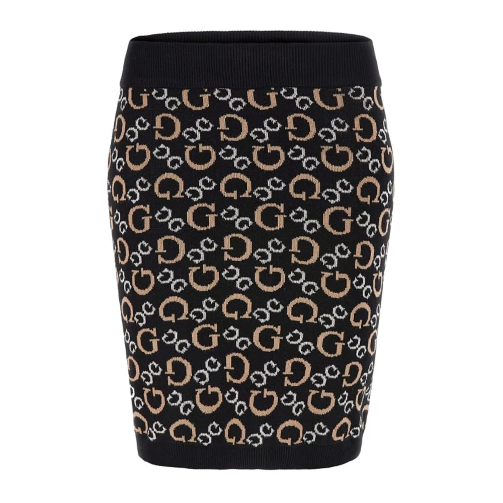 Guess Monogram Korte Rok Slim Fit Black Dames