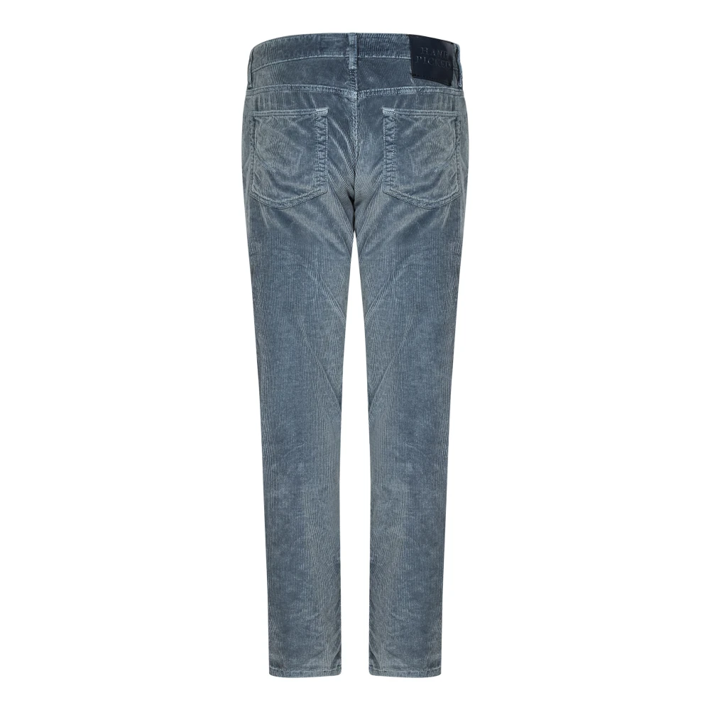 Hand Picked Heldere Blauwe Corduroy Slim-Fit Broek Blue Heren
