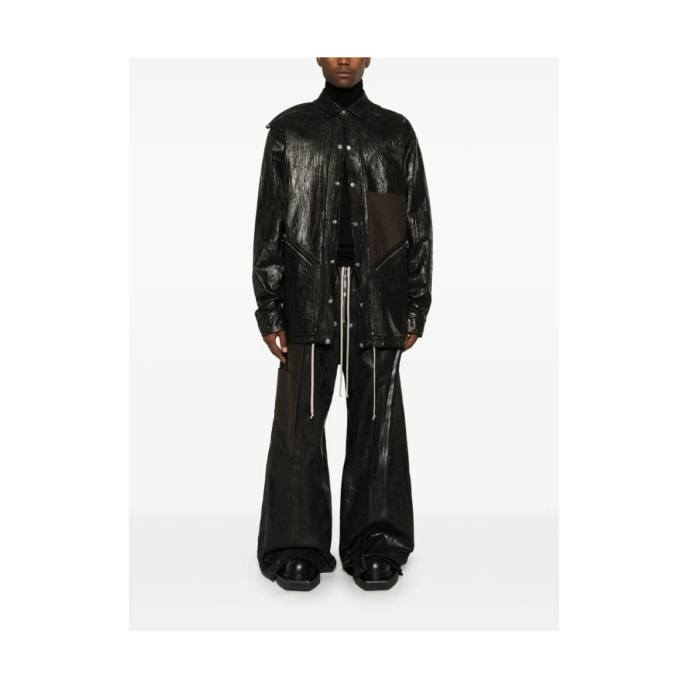 Rick Owens Zwarte Denim Jas met Megacrust Details Black Heren