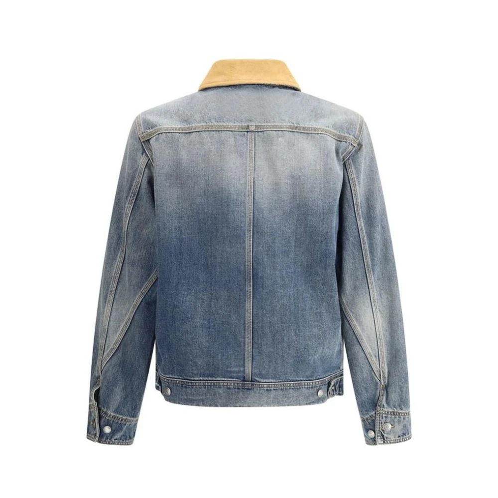 alexander mcqueen Luxe Denim Jack met Suède Kraag Blue Heren