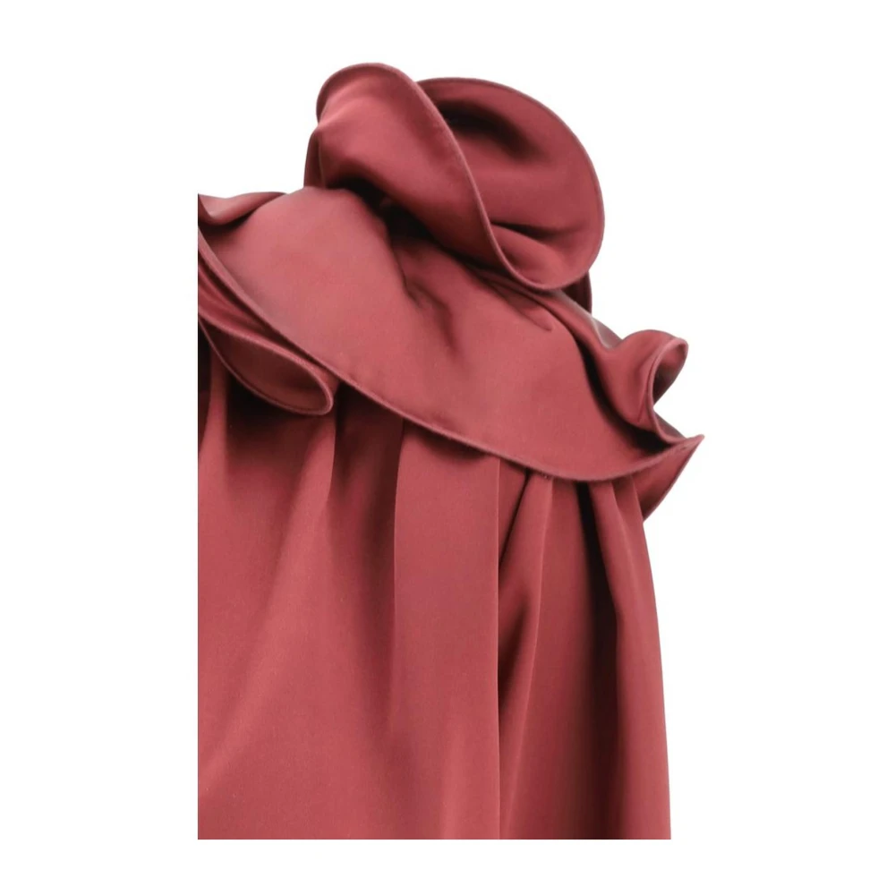 Magda Butrym Zijden blouse met rozen detail en diepe V-hals Red Dames