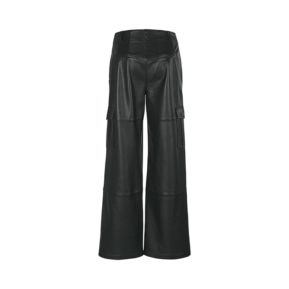 RIANI Cargo Stijl Leren Broek Black Dames