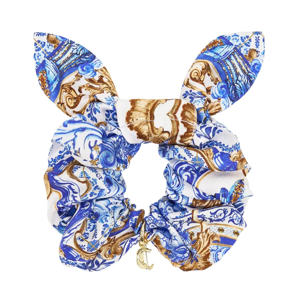 Camilla Luxe Zijden Scrunchie met Bedel Blue Dames