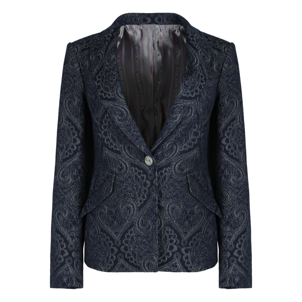 Etro Blue Blazers, Female, 2XS, Denim Jacquard Jacket