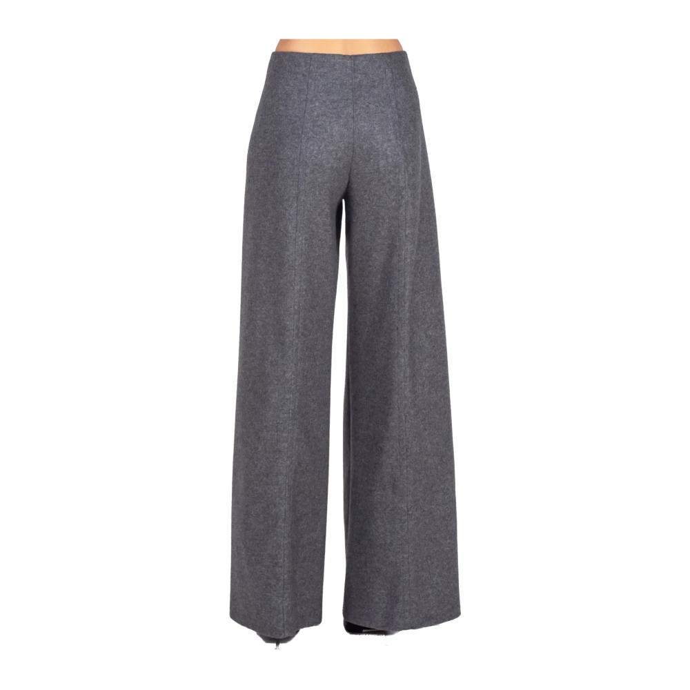 Liviana Conti Grijze Cashmere Blend Palazzo Broek Black Dames