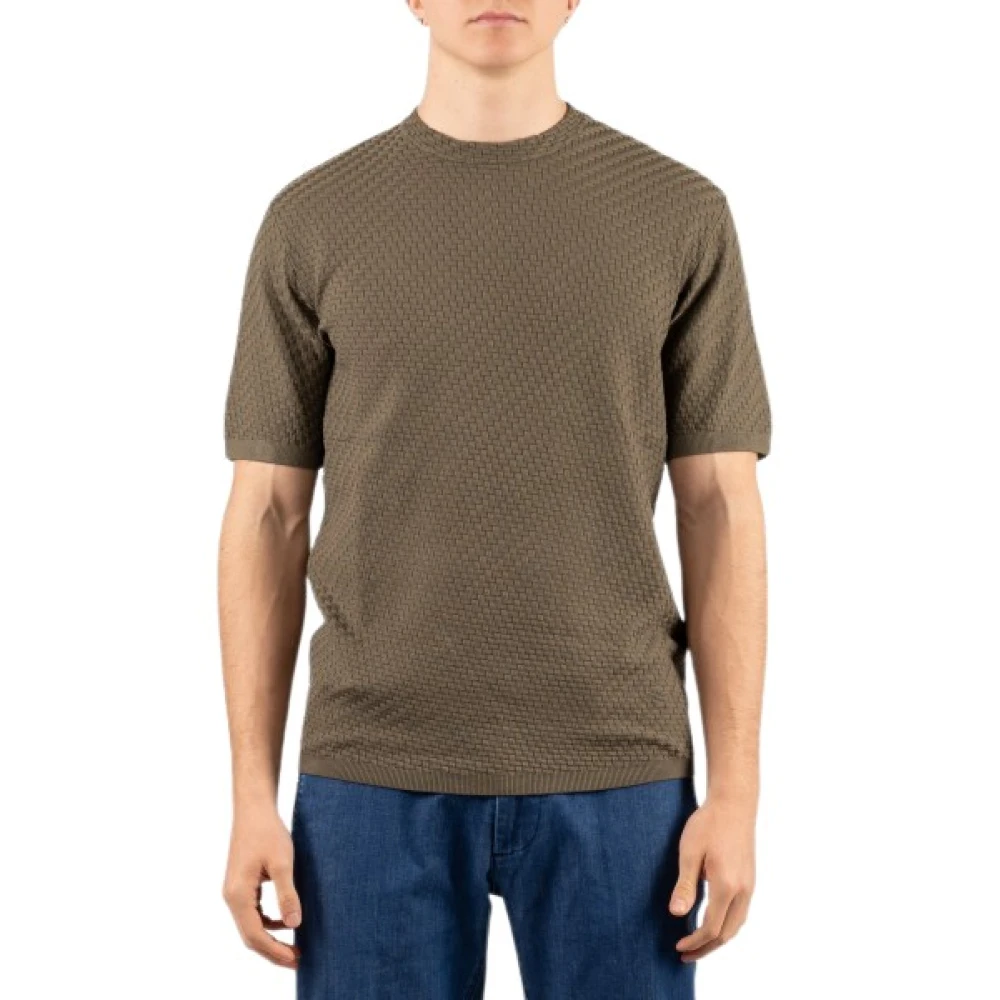 Emporio Armani Men's Green Textured T-Shirt - T-Shirts - Xl - Tops