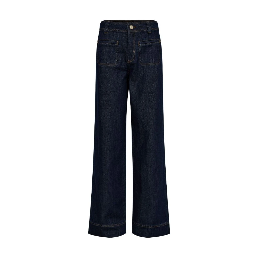 MOS MOSH Hoge Taille Glitter Jeans in Donkerblauw Blue Dames
