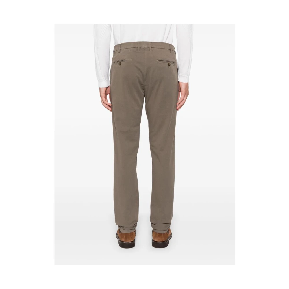 Canali Taupe Bruine Slim Fit Twill Broek Brown Heren