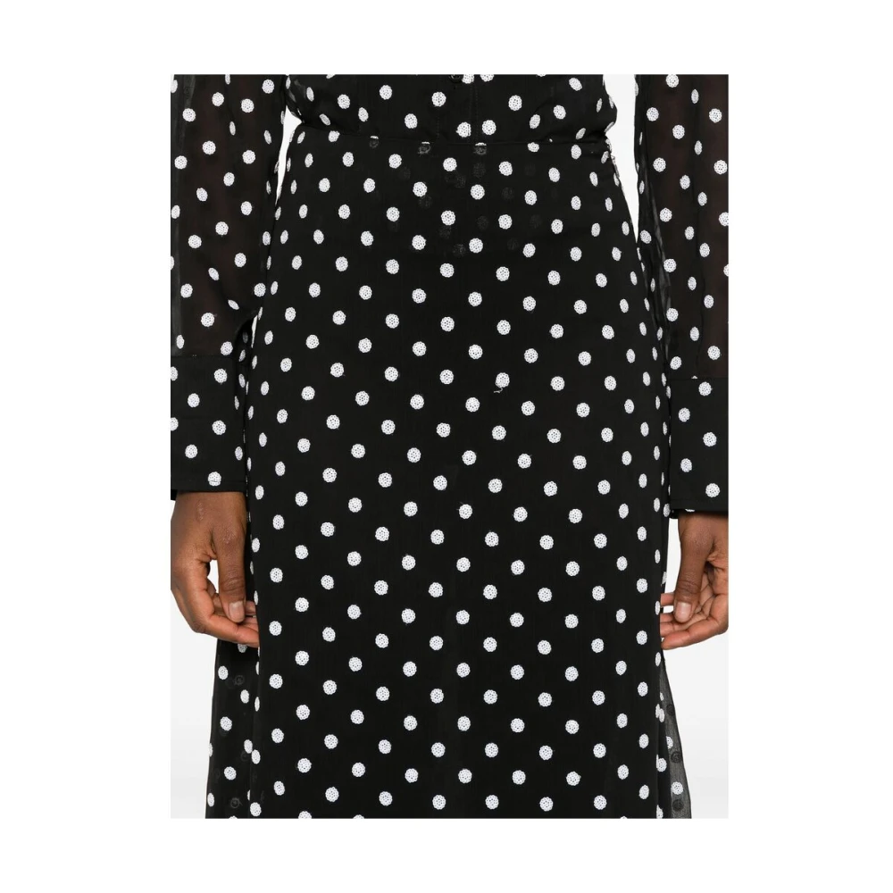Rotate Birger Christensen Pailletten Polka Dot Chiffon Rok Black Dames