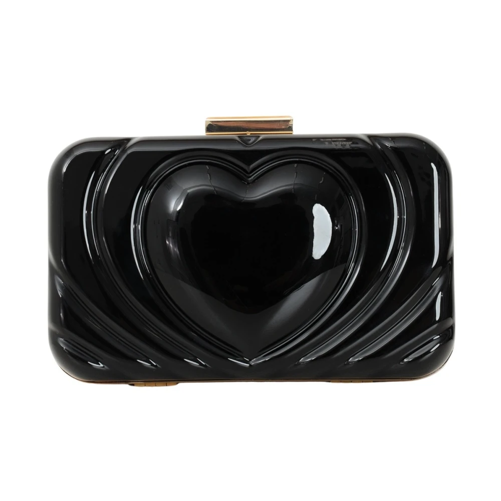 Love Moschino Zwarte Clutch met reliëf hartontwerp Black Dames