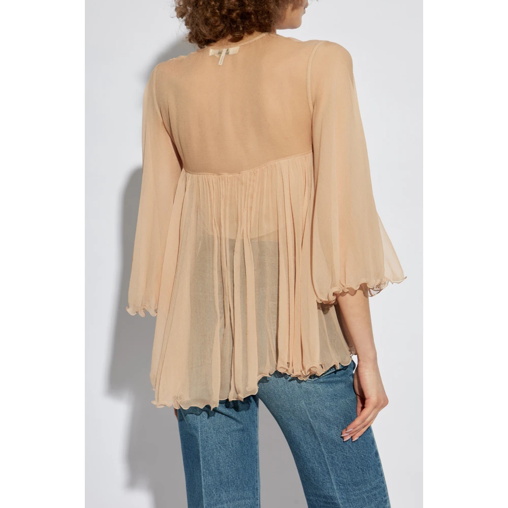 Chloé Zijden top met drapering Pink Dames