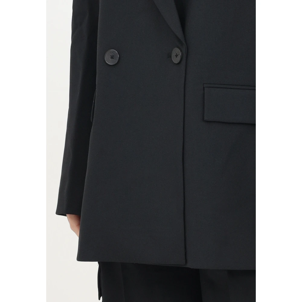 Calvin Klein Jeans Zwarte double-breasted oversized jas Black Dames