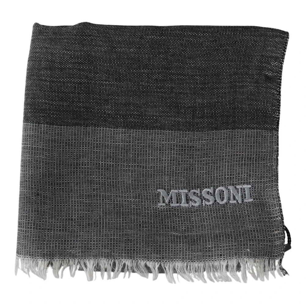 Missoni Men's Gray Luxury Striped Wool Scarf With Logo