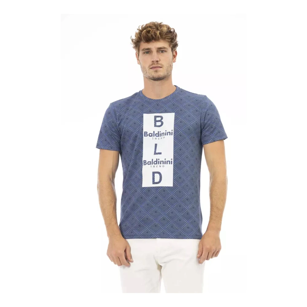 Baldinini Blauw T-shirt van katoen met print aan de voorkant Blue Heren