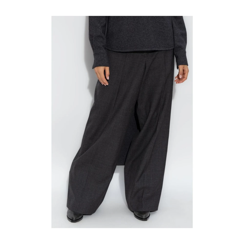Givenchy Grijze Wollen Broek met Wijde Pijpen Gray Dames