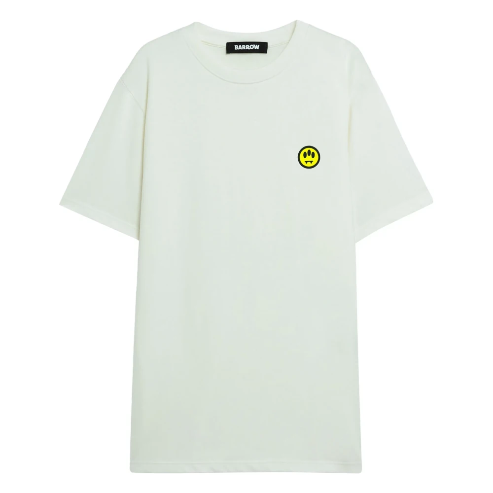Barrow Witte Smile T-shirt met Iridescent Detail White Heren
