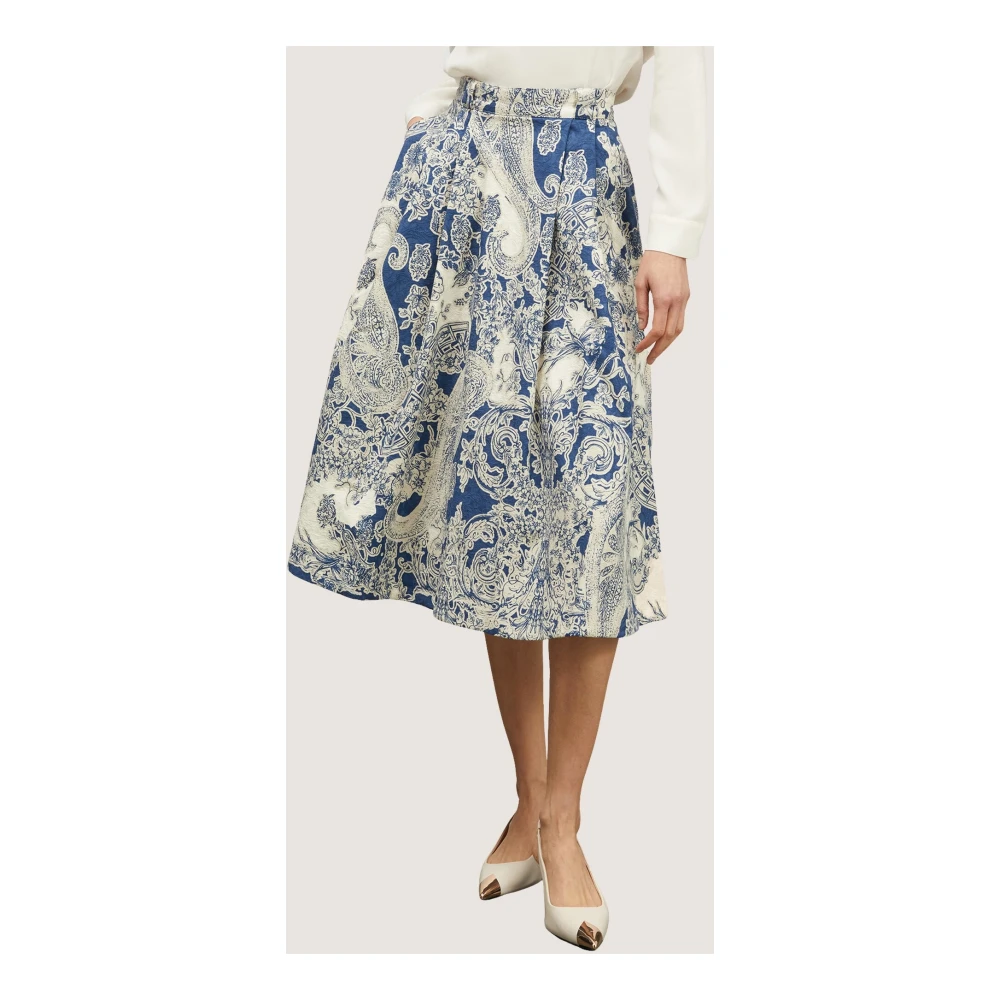 Motivi Jacquard geplooide rok met zakken Multicolor Dames
