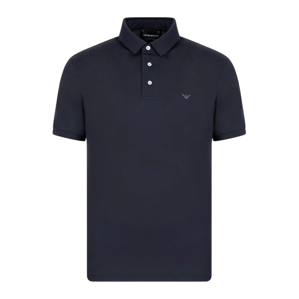Emporio Armani Men's Blue Polo Shirt With Eagle Embroidery