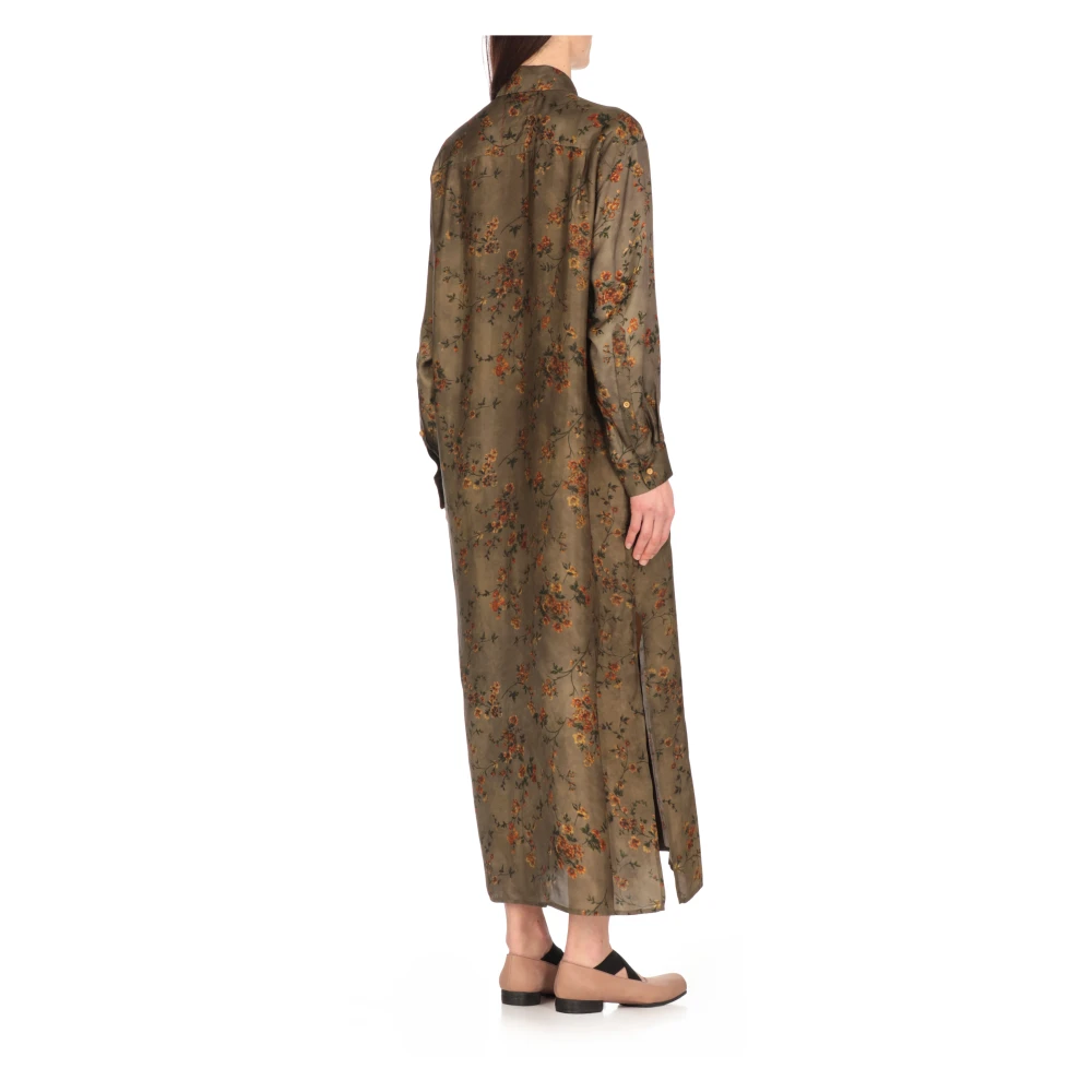 UMA Wang Groene Bloemen Chemisier Jurk Green Dames