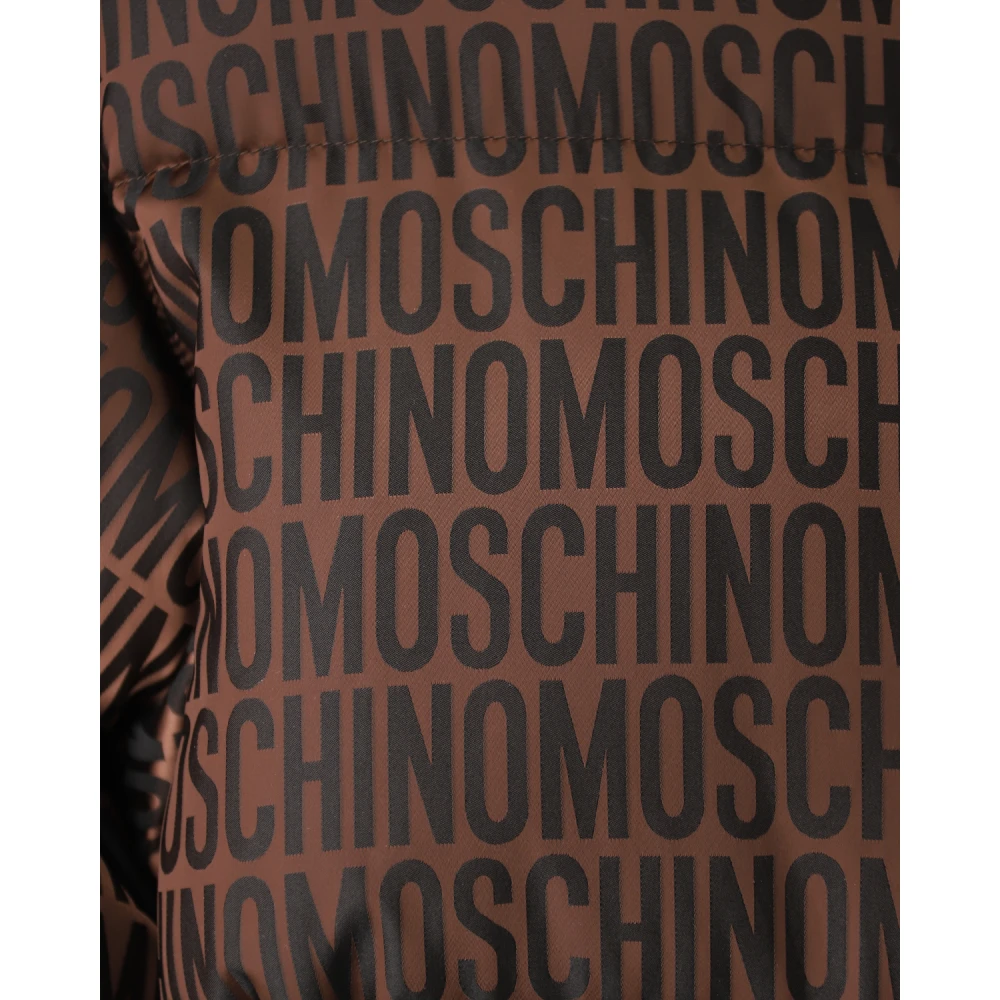 Moschino Logo Puffer Jas in Bruin Brown Heren