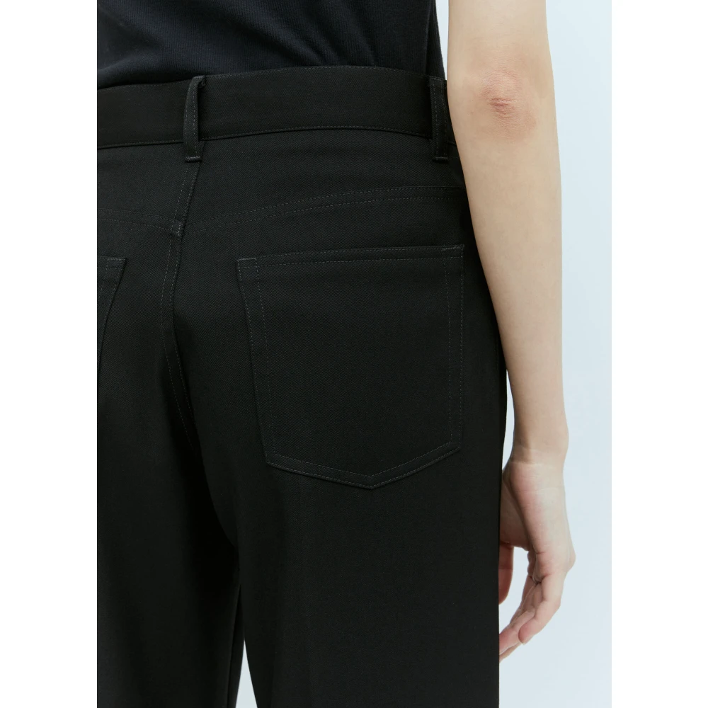 Jil Sander Tonal Topstitching Wool Pants Black Dames