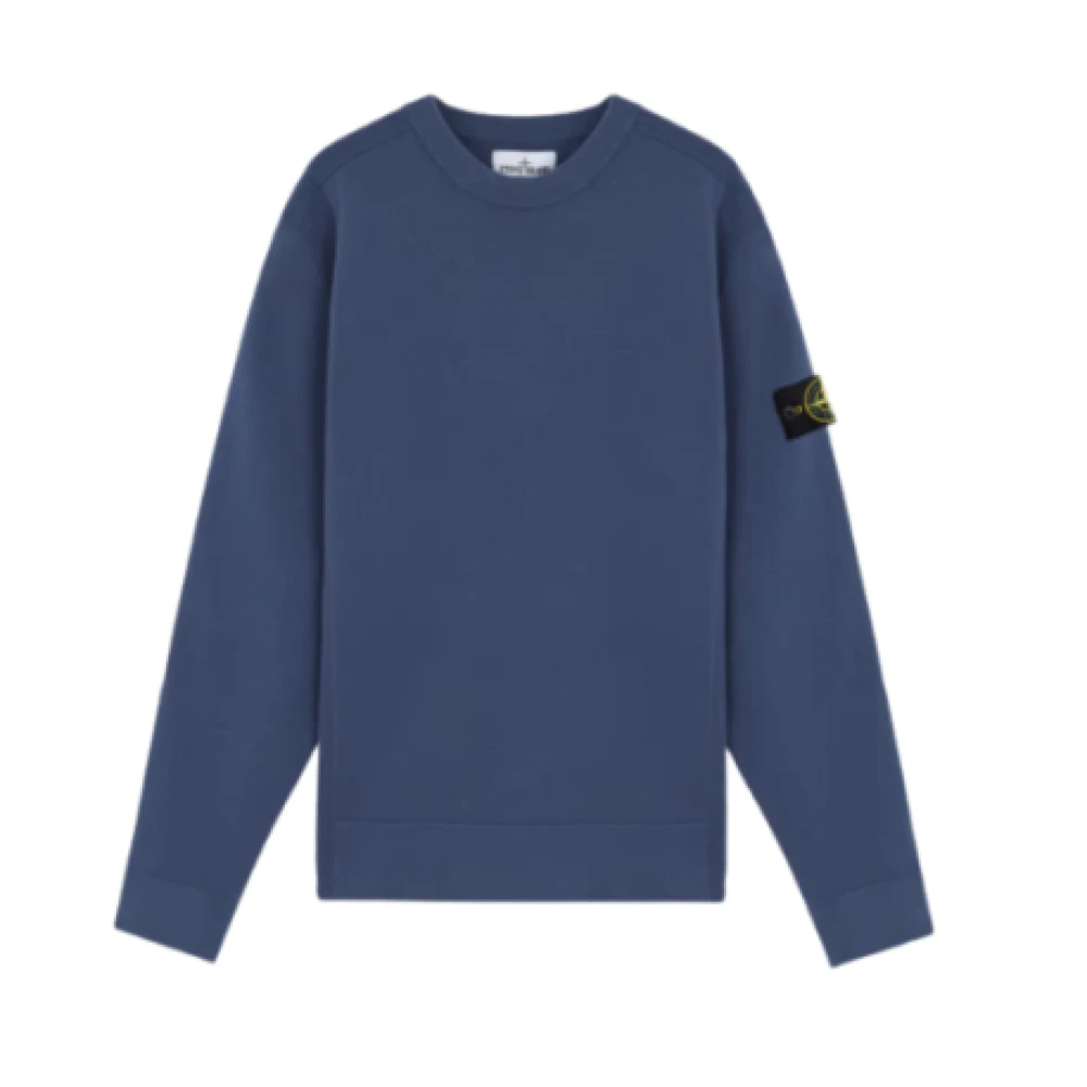 Stone Island Stretch wollen ronde hals sweatshirt Blue Heren