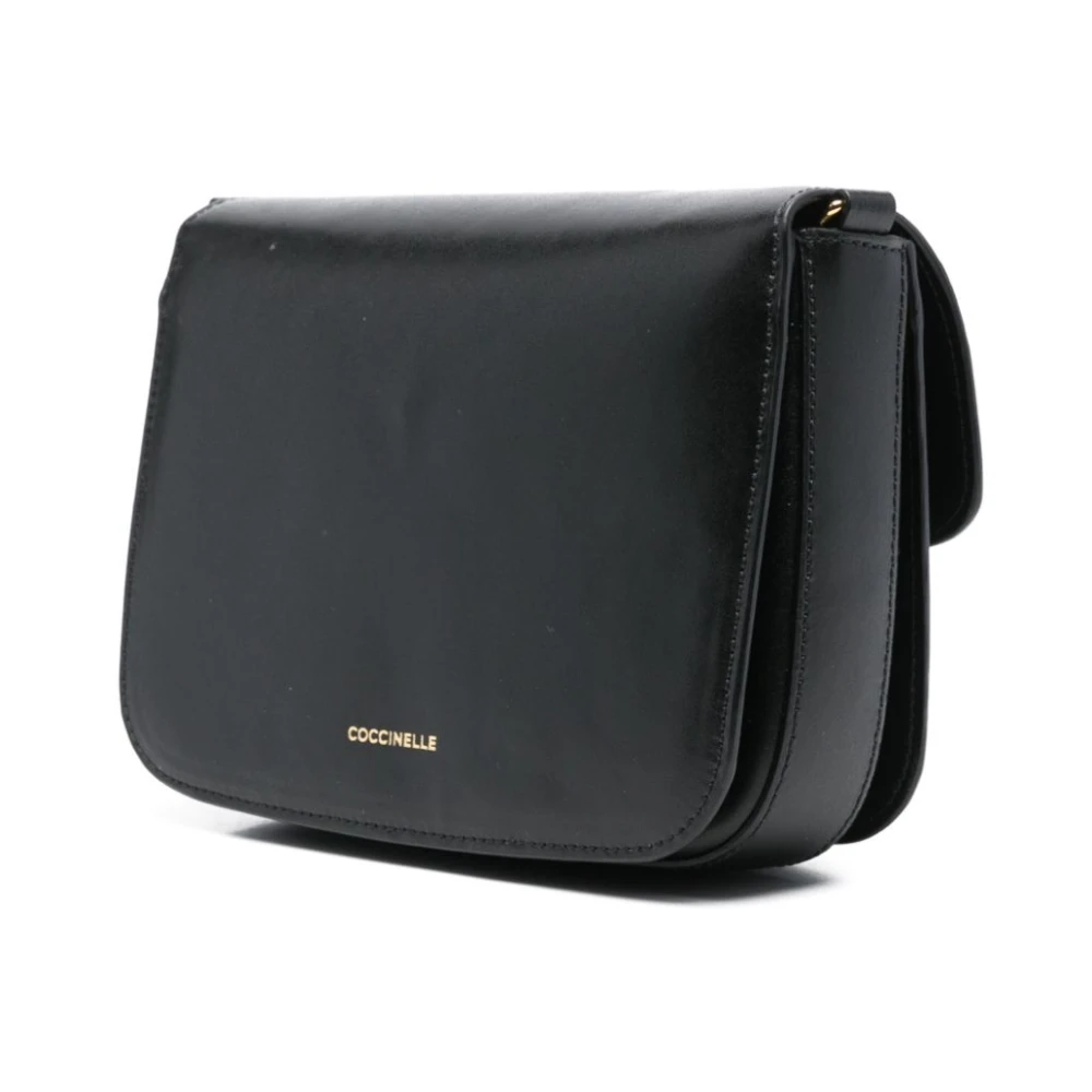 Coccinelle Zwarte leren crossbody tas met logo Black Dames
