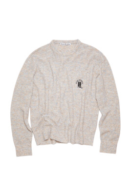 pull-logo-brode-marron-chine