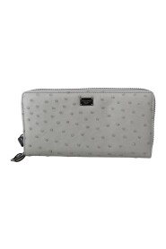 White Ostrich Leather Continental Mens Clutch Wallet