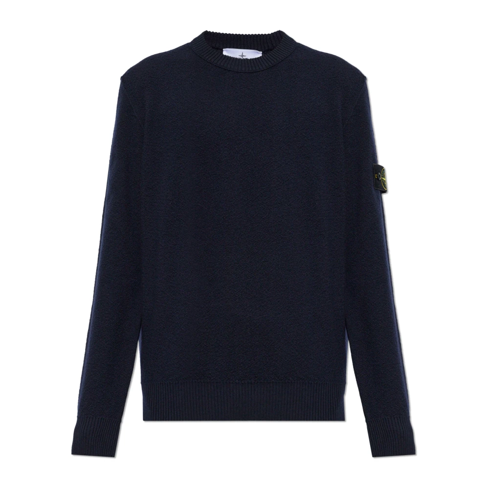 Stone Island , Round-Neck Knitwear, Male, Blue, Xl, Wool Jumper