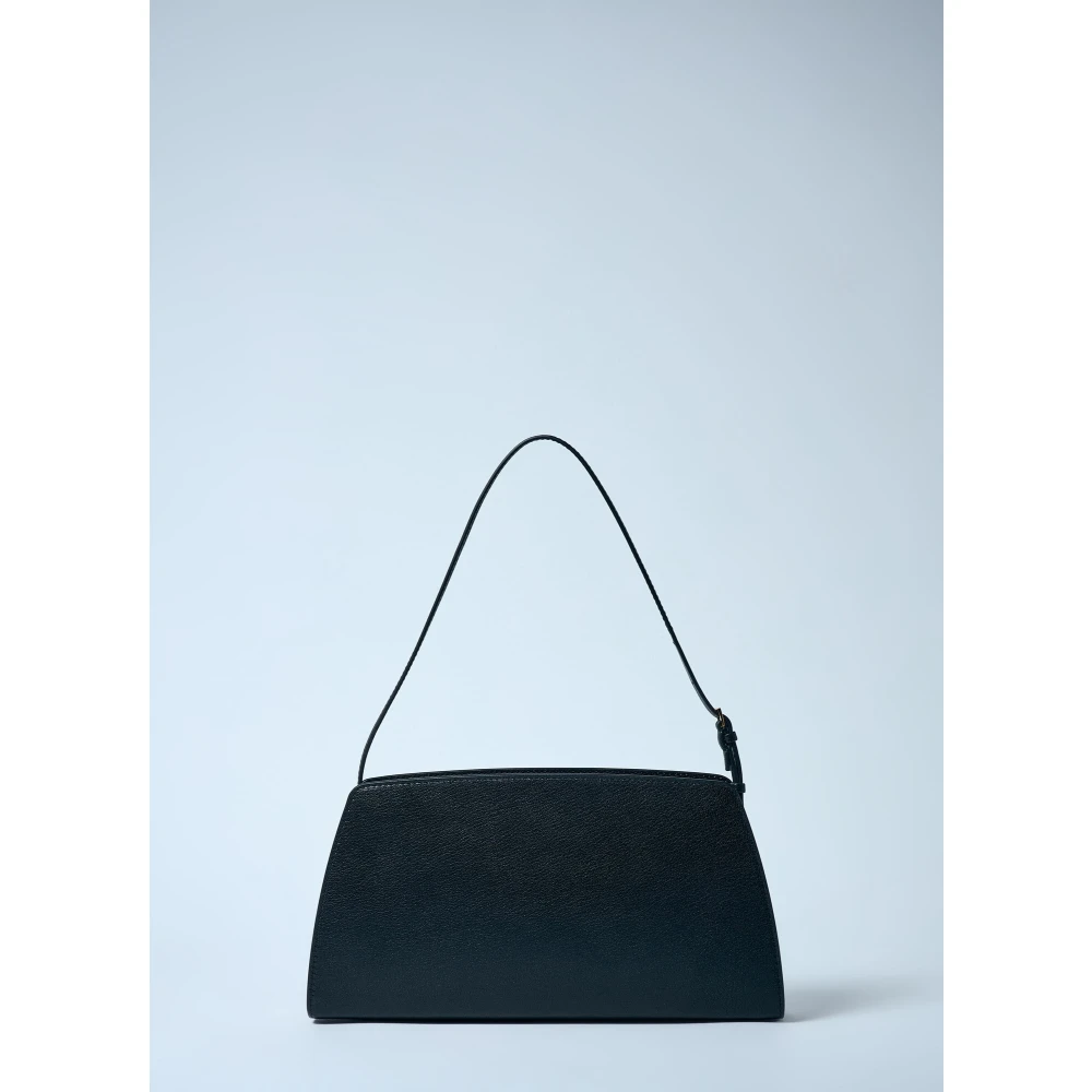 The Row Leren Schoudertas met Logoprint Black Dames