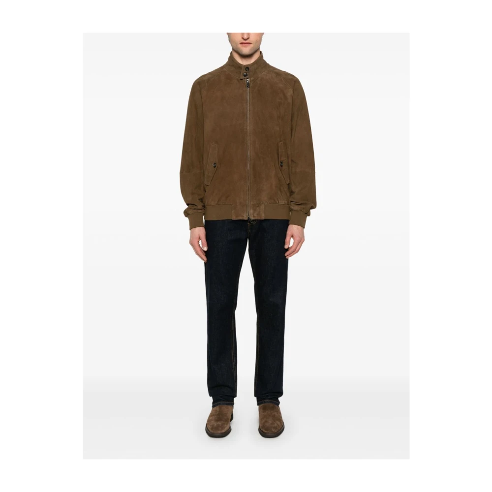 Baracuta Groen leren jas voor mannen Brown Heren