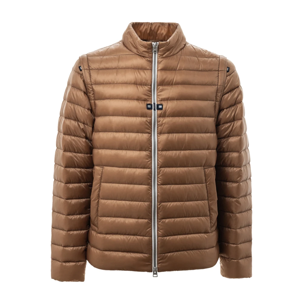 Herno Ultralichte Nylon Bomber met Afneembare Mouwen Brown Heren