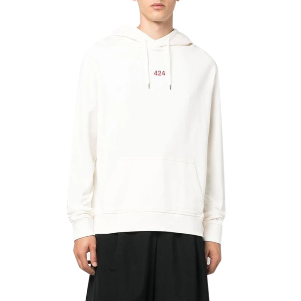 424 Herr Vit Sweatshirts & Hoodies Xl, Logohoodie Stilren Och Bekväm
