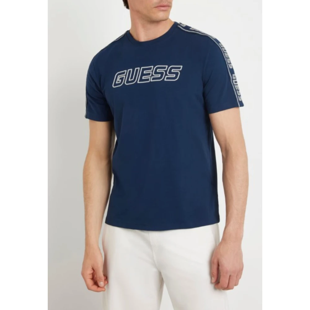Guess Arlo Katoenen T-shirt Regular Fit Jersey Blue Heren