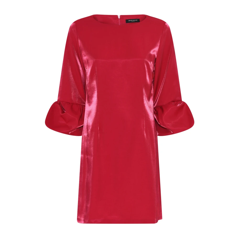 Bruuns Bazaar Rode Feestjurk met Wijde Mouwen Red Dames