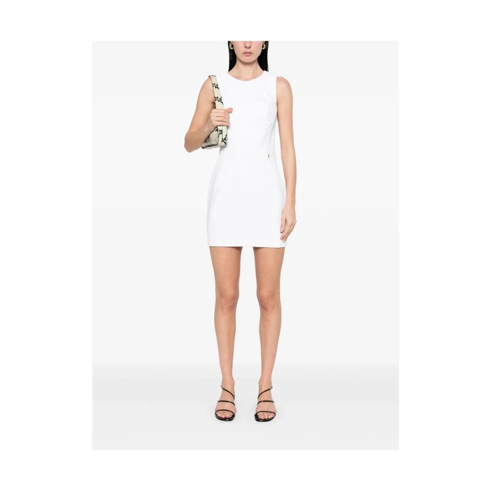 Elisabetta Franchi Witte Jurk met Ronde Hals en Dartdetails White Dames